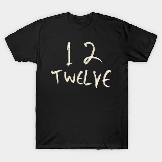 Hand Drawn Letter Number 12 Twelve T-Shirt by Saestu Mbathi